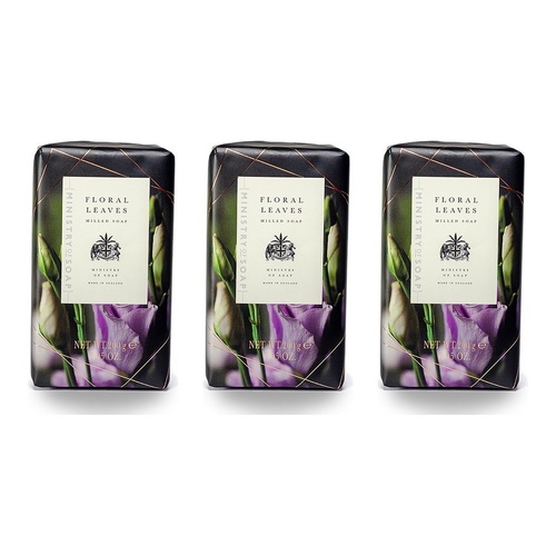 Ministry of Soap Dark Floral Collection Floral Leaves Milled Soap 200g Bundle of 3