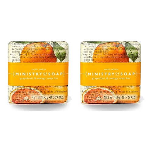 Ministry of Soap Exotic Edition Grapefruit and Orange Square Soap Bar 150g Pack of 2