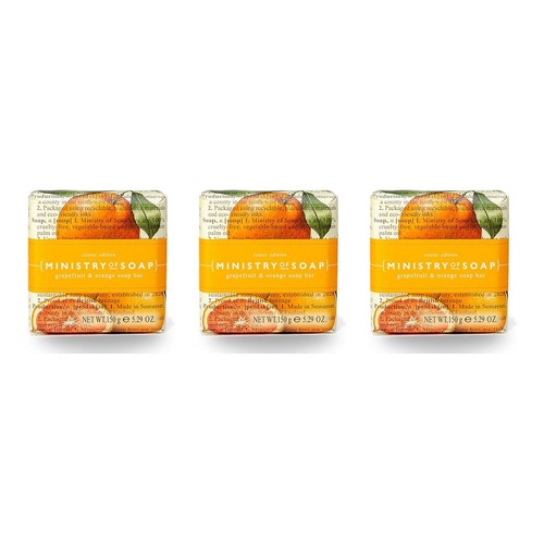 Ministry of Soap Exotic Edition Grapefruit and Orange Square Soap Bar 150g Pack of 3
