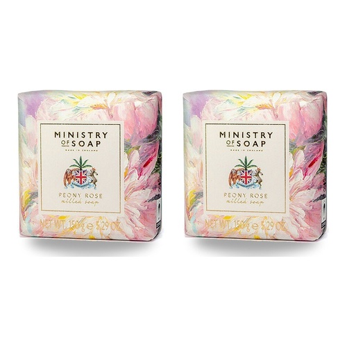 Ministry of Soap Oil Painting Spring Peony Rose Milled Soap 150g Pack of 2