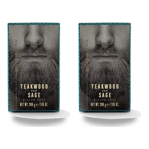 Ministry of Soap Woodsman's Teakwood and Sage Milled Soap 200g Pack of 2