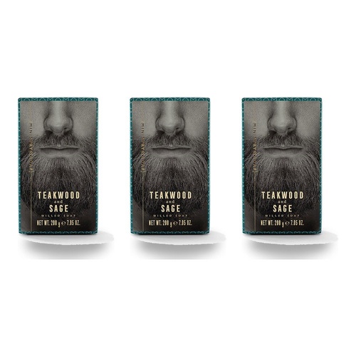 Ministry of Soap Woodsman's Teakwood and Sage Milled Soap 200g Pack of 3