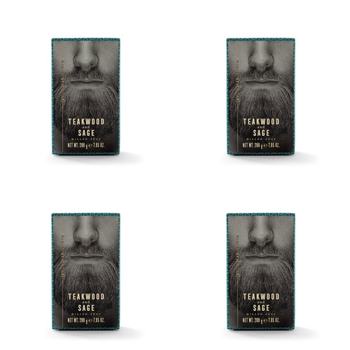 Ministry of Soap Woodsman's Teakwood and Sage Milled Soap 200g Pack of 4
