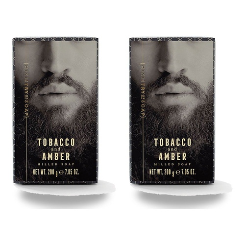 Ministry of Soap Woodsman's Tobacco and Amber Milled Soap 200g Pack of 2