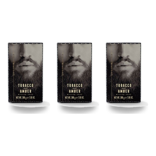 Ministry of Soap Woodsman's Tobacco and Amber Milled Soap 200g Pack of 3