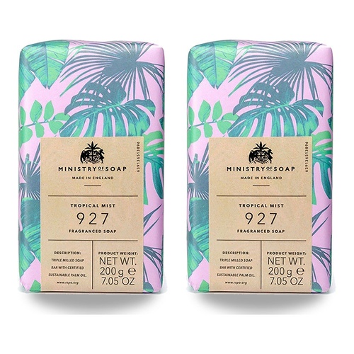 Ministry of Soap Natural Rainforest Tropical Mist Fragranced Soap 200g Pack of 2