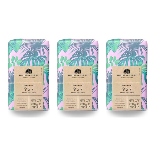 Ministry of Soap Natural Rainforest Tropical Mist Fragranced Soap 200g Pack of 3