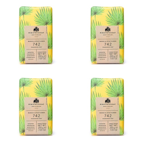 Ministry of Soap Natural Rainforest Mango and Lotus Flower Fragranced Soap 200g Pack of 4