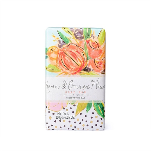 Ministry of Soap Painted Blooms Argan and Orange Flower Soap Bar 200g