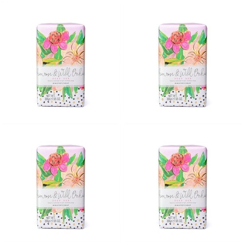 Ministry of Soap Painted Blooms Primrose and Wild Orchid Soap Bar 200g Pack of 4