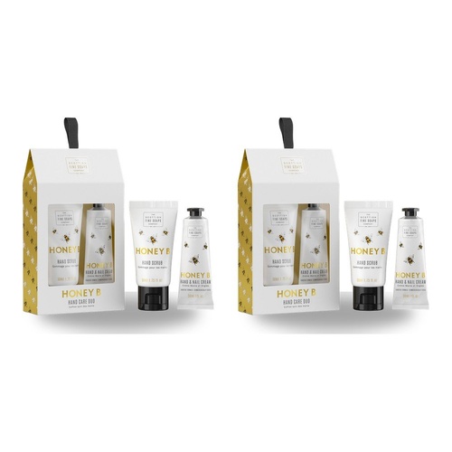 Scottish Fine Soaps Honey B Hand Care Duo Gift Set Hand Scrub & Hand Cream Bundle of 2