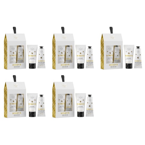 Scottish Fine Soaps Honey B Hand Care Duo Gift Set Hand Scrub & Hand Cream Bundle of 5