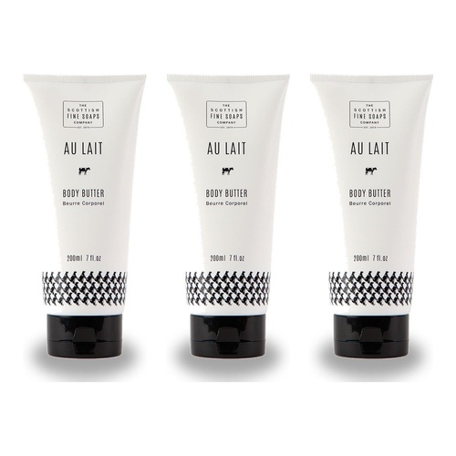 Scottish Fine Soaps Au Lait Body Butter 200mL Pack of 3