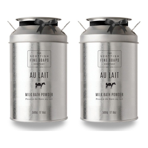 Scottish Fine Soaps Au Lait Milk Bath Powder 500g Tin Pack of 2
