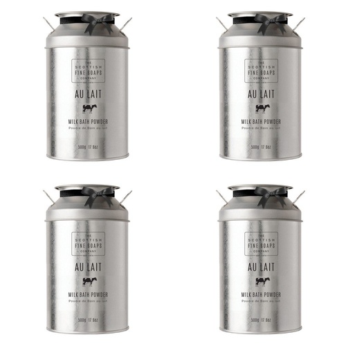 Scottish Fine Soaps Au Lait Milk Bath Powder 500g Tin Pack of 4