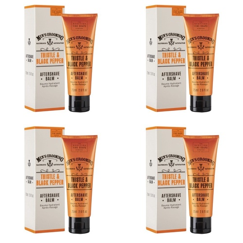 Scottish Fine Soaps Men's Grooming Thistle & Black Pepper Aftershave Balm 75mL Pack of 4