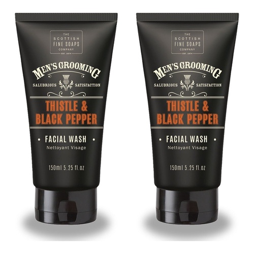 Scottish Fine Soaps Men's Grooming Thistle & Black Pepper Facial Wash 150mL Pack of 2