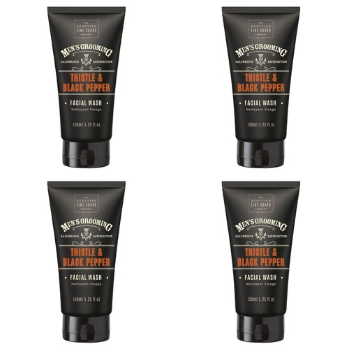 Scottish Fine Soaps Men's Grooming Thistle & Black Pepper Facial Wash 150mL Pack of 4