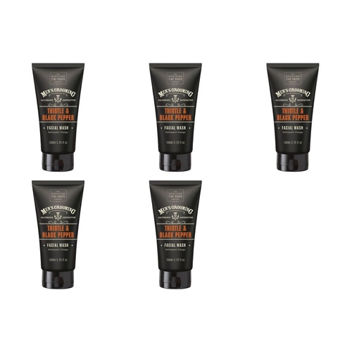 Scottish Fine Soaps Men's Grooming Thistle & Black Pepper Facial Wash 150mL Pack of 5