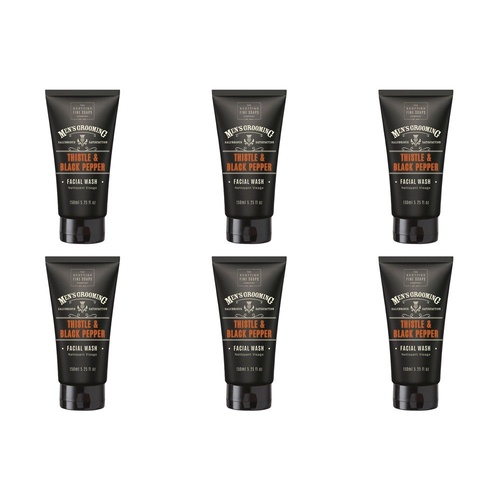 Scottish Fine Soaps Men's Grooming Thistle & Black Pepper Facial Wash 150mL Pack of 6