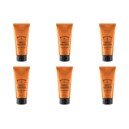 Scottish Fine Soaps Men's Grooming Thistle & Black Pepper Hair & Body Wash 200mL Pack of 6