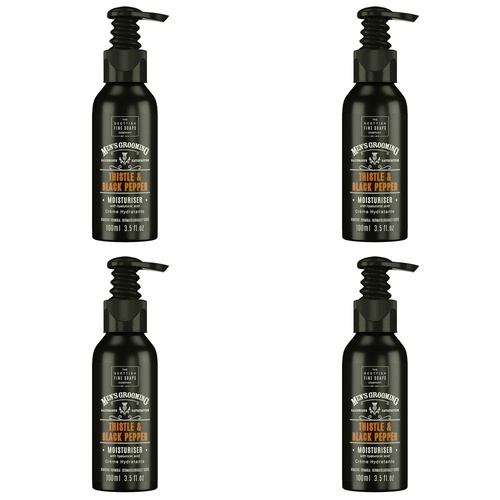 Scottish Fine Soaps Men's Grooming Thistle & Black Pepper Moisturiser 100mL Pack of 4