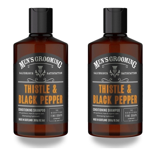 Scottish Fine Soaps Men's Grooming Thistle & Black Pepper Shampoo 300g Pack of 2