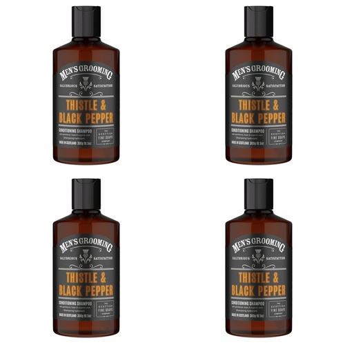 Scottish Fine Soaps Men's Grooming Thistle & Black Pepper Shampoo 300g Pack of 4