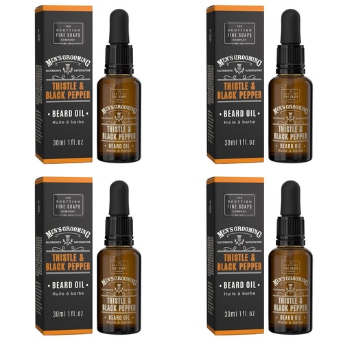 Scottish Fine Soaps Men's Grooming Thistle & Black Pepper Beard Oil 30mL Pack of 4