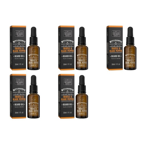 Scottish Fine Soaps Men's Grooming Thistle & Black Pepper Beard Oil 30mL Pack of 5