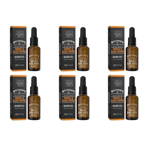 Scottish Fine Soaps Men's Grooming Thistle & Black Pepper Beard Oil 30mL Pack of 6