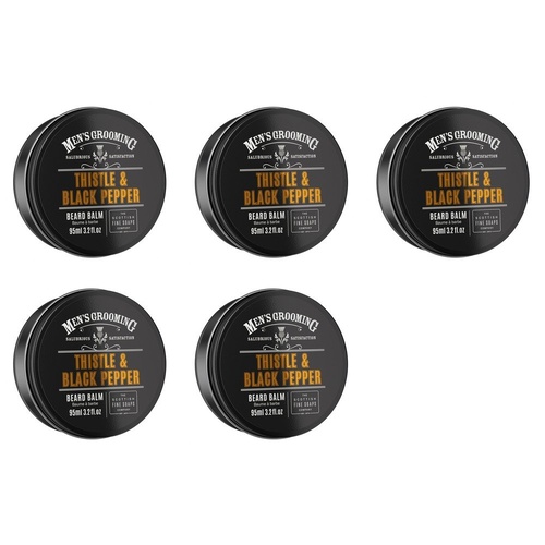 Scottish Fine Soaps Men's Grooming Thistle & Black Pepper Beard Balm 95mL Tin Pack of 5