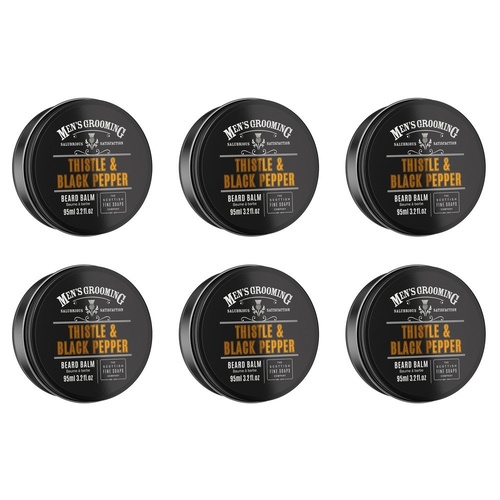 Scottish Fine Soaps Men's Grooming Thistle & Black Pepper Beard Balm 95mL Tin Pack of 6