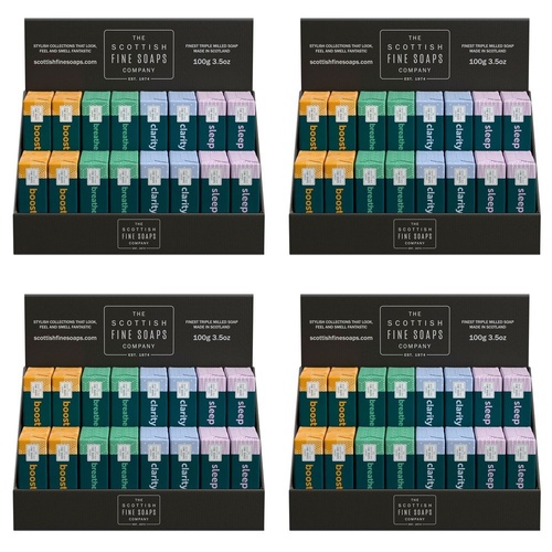 Scottish Fine Soaps Aromatherapy Soaps 100g Assorted Counter Display of 16 Bundle of 4
