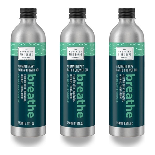 Scottish Fine Soaps Aromatherapy Breathe Bath & Shower Gel 250mL Pack of 3