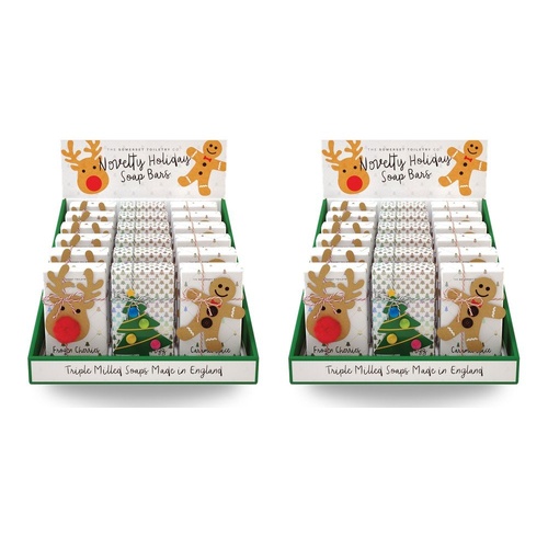 The Somerset Toiletry Co Novelty Xmas Soap 200g Assorted Counter Display of 18 Bundle of 2