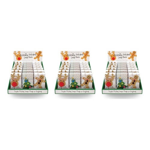 The Somerset Toiletry Co Novelty Xmas Soap 200g Assorted Counter Display of 18 Bundle of 3