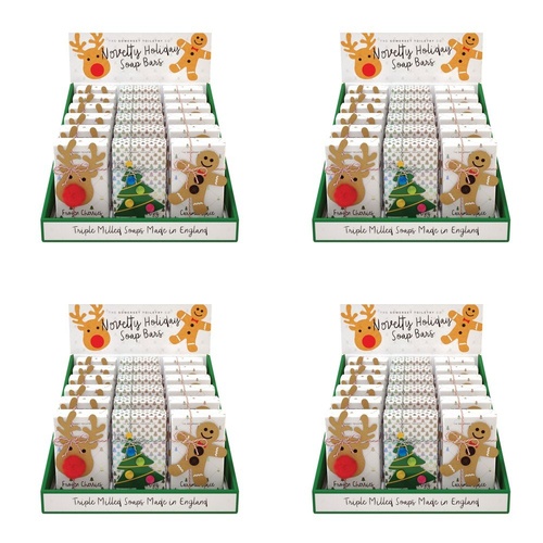 The Somerset Toiletry Co Novelty Xmas Soap 200g Assorted Counter Display of 18 Bundle of 4