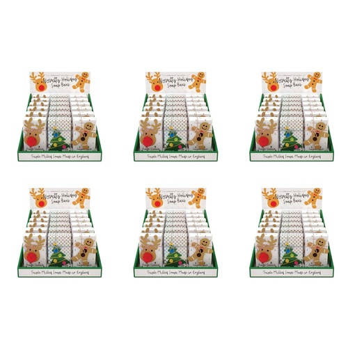 The Somerset Toiletry Co Novelty Xmas Soap 200g Assorted Counter Display of 18 Bundle of 6