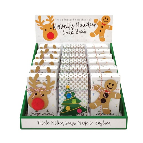The Somerset Toiletry Co Novelty Xmas Soap 200g Assorted Counter Display of 18