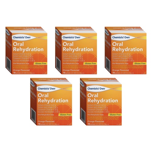 Chemists' Own Oral Rehydration Salts 4.9g 10 Sachet x 3 Bundle of 5