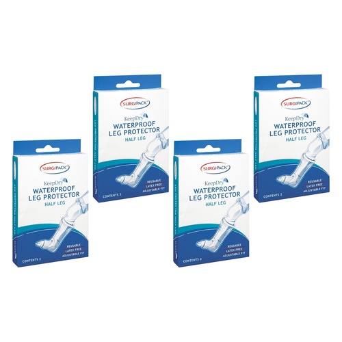 SurgiPack Keep Dry Waterproof Half Leg 2 Pack Bundle of 4