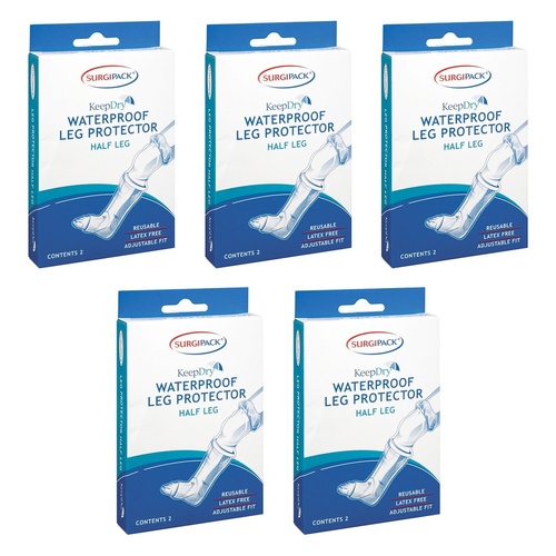 SurgiPack Keep Dry Waterproof Half Leg 2 Pack Bundle of 5