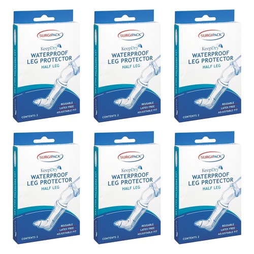 SurgiPack Keep Dry Waterproof Half Leg 2 Pack Bundle of 6