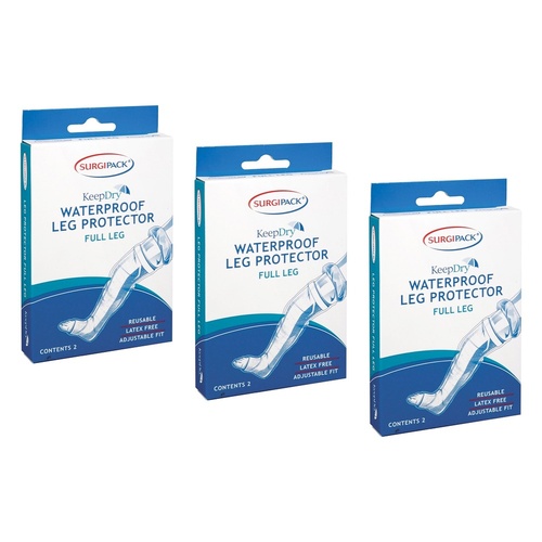 SurgiPack Keep Dry Waterproof Full Leg 2 Pack Bundle of 3