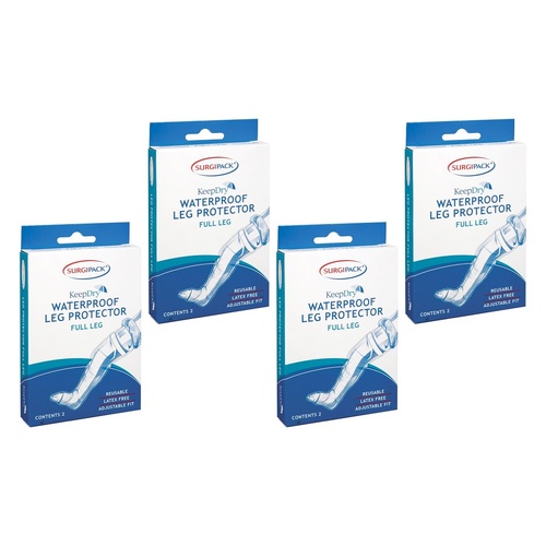 SurgiPack Keep Dry Waterproof Full Leg 2 Pack Bundle of 4