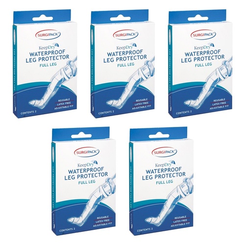 SurgiPack Keep Dry Waterproof Full Leg 2 Pack Bundle of 5