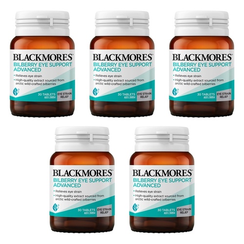 Blackmores Bilberry Eye Support Advanced 30 Tablets Pack of 5