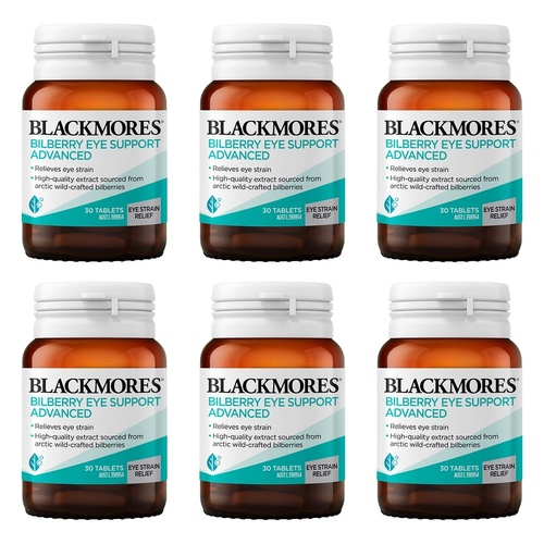 Blackmores Bilberry Eye Support Advanced 30 Tablets Pack of 6