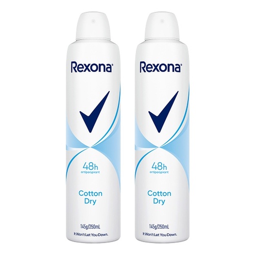 Rexona Antiperspirant Aerosol Deodorant Cotton Dry 250mL Pack of 2
